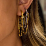 Titanium steel tassel earrings, light luxury and high-end feeling, stainless steel jewelry for women, non-fading, with earring backs.