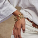 Bracelet, titanium steel necklace, light luxury and niche ring, stainless steel stud, bougainvillea flower