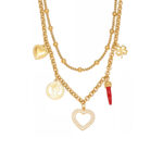 Light luxury 5A Zircon hollowed-out heart four-leaf clover DIY multi-accessory double-layer stackable collarbone chain plated with 18k gold - Image 2