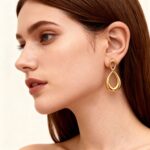 Color-blocked electric 8-shaped stainless steel earrings with PVD gold plating, featuring a fashionable and simple design