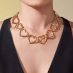 18k gold-plated hollowed-out heart-shaped necklace