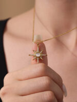 Zircon full diamond octagonal double-layered necklace plated with 18K gold, versatile - Image 2