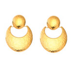 High-quality hammer-textured curved sun and moon earring - Image 2
