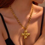 A versatile and high-end stainless steel necklace with 18K titanium steel cross spiral texture