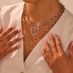 ins unique irregular heart-shaped stainless steel necklace with a hollowed-out chain design, a stylish accessory