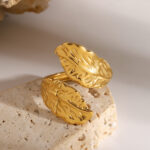 Stainless steel open ring, high-end and niche ins ring, 18k gold titanium steel jewelry - Image 2