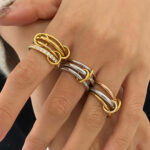 18K gold stainless steel exaggerated rings, high-end, INS light luxury titanium steel rings