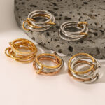 18K gold stainless steel exaggerated rings, high-end, INS light luxury titanium steel rings - Image 2