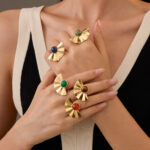ins style versatile zirconia stainless steel ring that won't fade, women plated with 18K gold