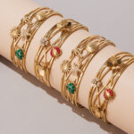 New 5A Zircon flower ladybug hollowed-out three-layer open bracelet, stainless steel plated with 18k gold for color retention - Image 2