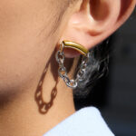 Stainless steel fringed ear bone stud earrings for autumn and winter with a high-end feel, women's light luxury earrings