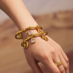 5A Super Flash Zircon geometric hollowed-out pendant bracelet, European and American ins stainless steel color-preserving jewelry