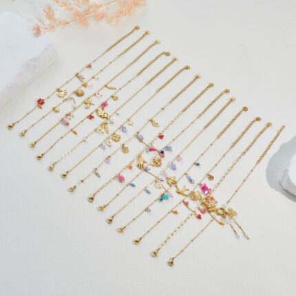 Colorful Enamel Mini Pendant Thin Bracelet, Pastoral Versatile Jewelry